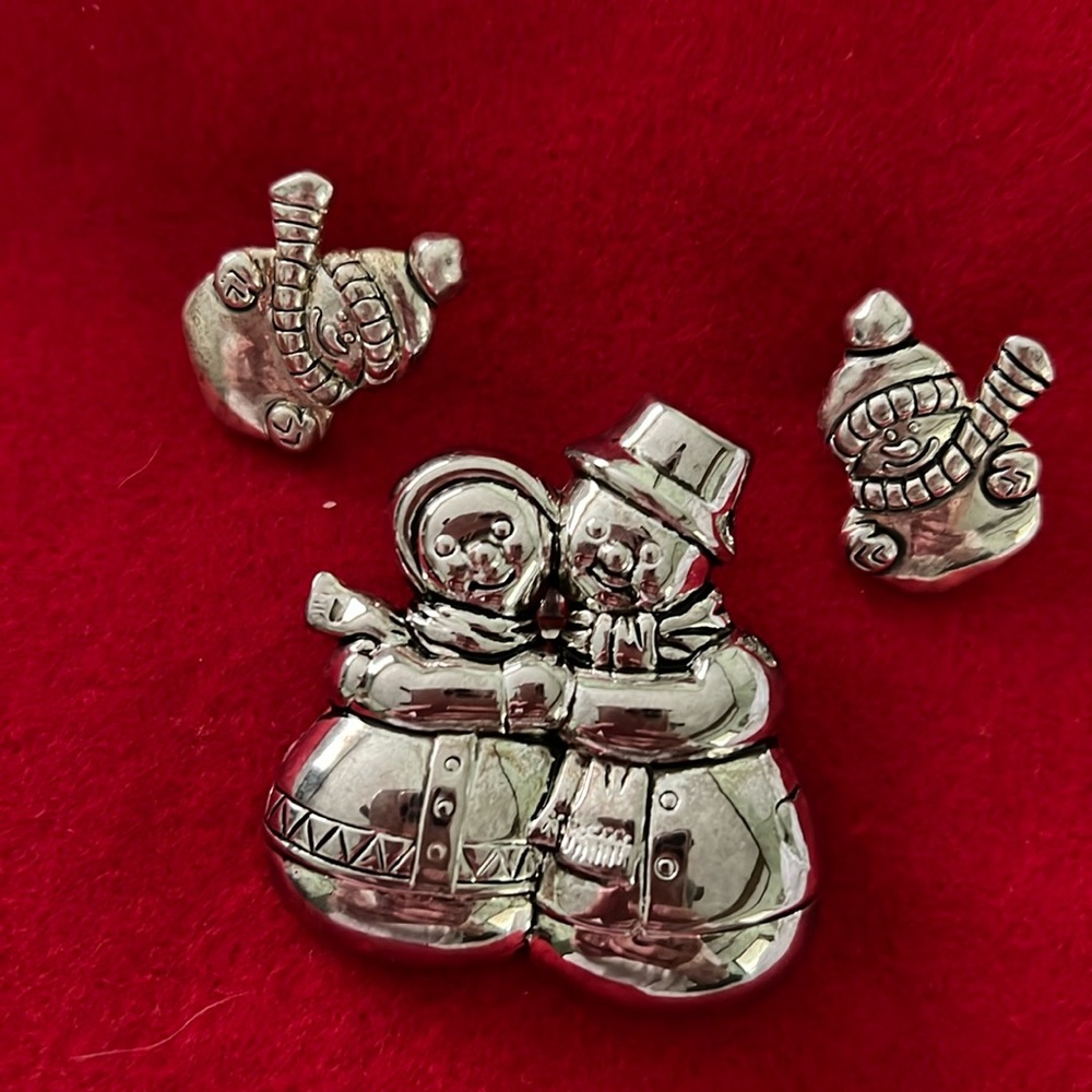 SILVER SNOWMAN SET